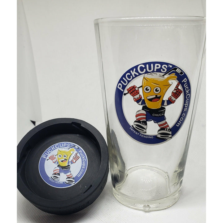 New Fairfield & Newtown Fundraiser 16 oz "Chuck The Puck Cup" Glass Puck Cups